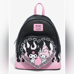 Loungefly My Melody & Kuromi Flame Heart Mini Backpack